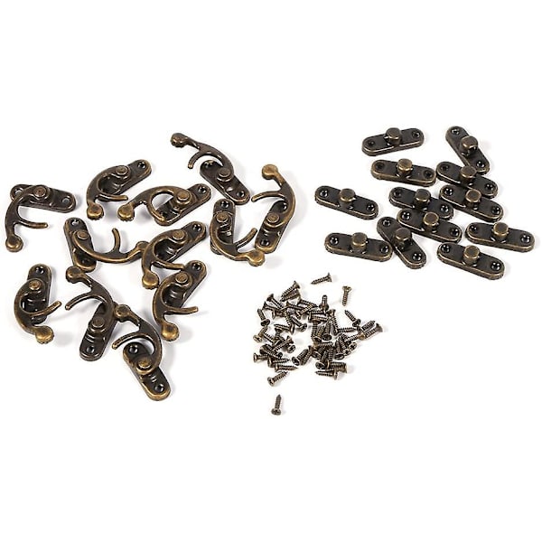 12 st Antik Vänster/Höger Spännehake Hasp Horn Spänne Med Skruv Spänne Väska Diy (Vänster-Mörk Brons)