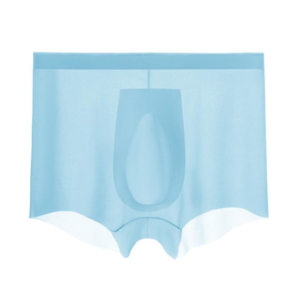 Herrunderkläder 3d Stereo Stämpling One-piece Herr Ice Silk Boxer Andningsbar Sömlös Sexig Genomskinlig Transparent Kalsonger blue 4XL
