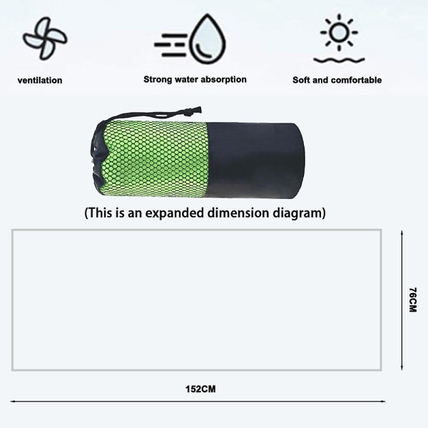 1 par dobbeltsidet fløjls hurtigtørrende håndklæde, ultrafin fiber sportshåndklæde, absorberende bærbar yoga fitness håndklæde Light green