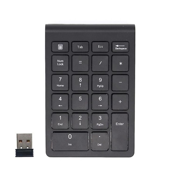 Bærbar Numerisk Tastatur Trådløs 2.4g Nummertastatur Med USB-mottaker, 22 Tasters Mini Numerisk Tastatur For Laptop Flerfarget Valgfritt black