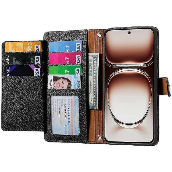 Flipfodral för OPPO Reno 12F Läderfodral Stötsäkert Blixtlås Plånbok Kärlek Black