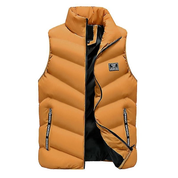 Herre Vinter Vest Lynlås Stå Krave Dunjakke Herre Overtøj Ærmeløs Herre Vest 4XL Yellow