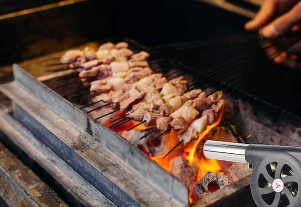 Manuell grillfläkt, grillfläkt, lämplig för utomhusmatlagning, grill, öppen spis