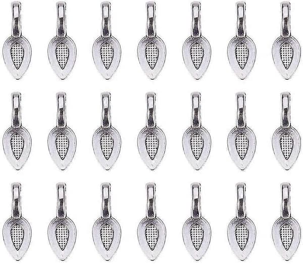 50 st Alloy Lim-på-plattor Bailer Berlock Cabochon Smycken Fynd Antik Silver Bladform