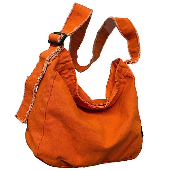 Vaskbar Lærredstaske, Slidt Skuldertaske, Simpel Messenger Taske Orange