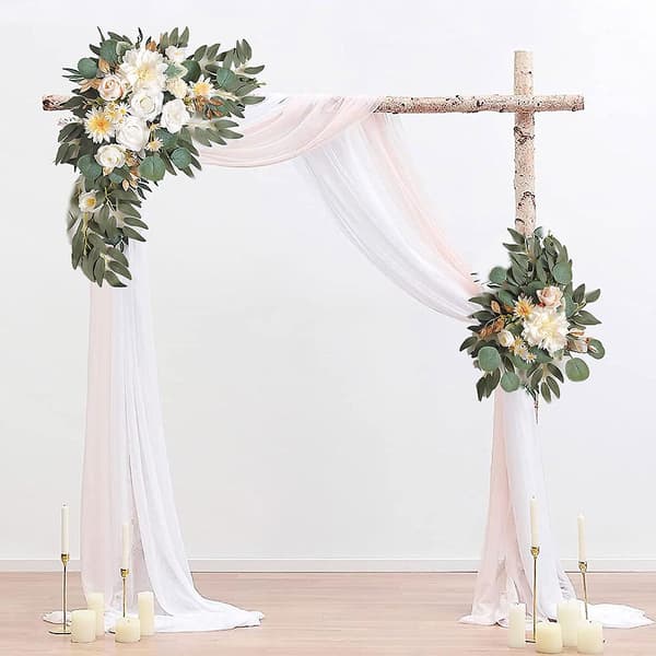 2 stk. Blomster Bryllupsbue Kunstige Blomster Til Bryllupsceremoni Skilt Blomster Til Buegang Til Bryllup Style 2