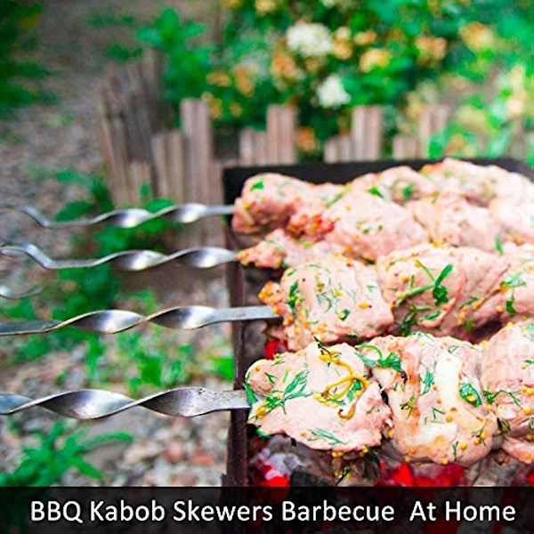 Kebabspyd 10 stk Rustfritt Stål BBQ Kebab Kjøttspyd Sett Flat Metall Grill Shish Kebab Pinne For Kjøtt Grønnsaker