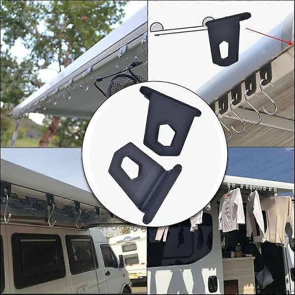 6-pak RV Markisekroge, Sort, Bærbare Markisekroge til RV, Autocamper, Motorhome