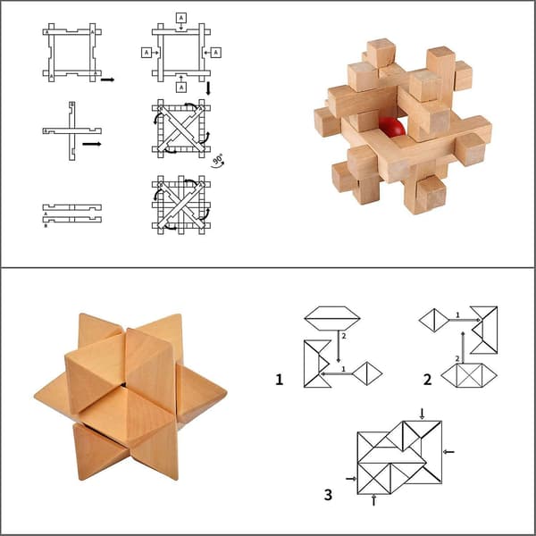 3D Puinen Kuutio Aivopähkinä