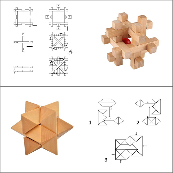 3D Træ Kubus Hjernevrider Puslespil