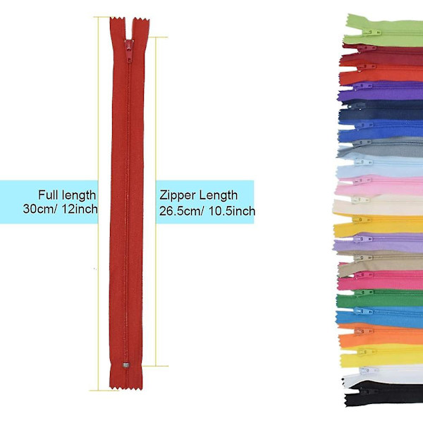 60 stk. 30 cm Nylon Spiralglidelåser Syglidelåser For Skredder Søm Håndverk (rød)