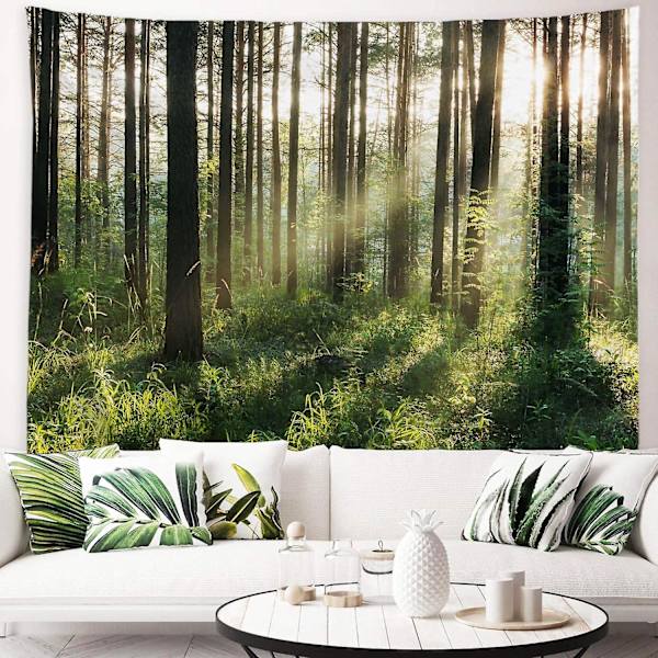 (70cmx100cm) Solskog Gobeläng Morgon Sol Genom Träden Vägg Hängande Natur Landskap Polyester Väggkonst Heminredning För Sovrum Vardagsrum