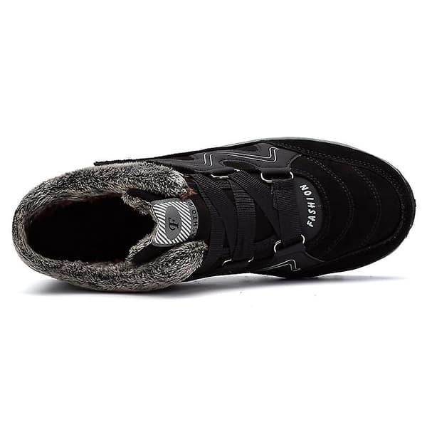 Vattentäta snöstövlar för män och kvinnor, halkfria sneakers med pälsfoder, vintervarma skor 2K6137 Black 44
