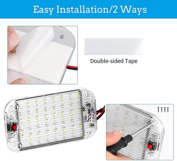 2 st 12v-85v LED-bilinnerbelysning, 48 st lampor med på/av-knapp