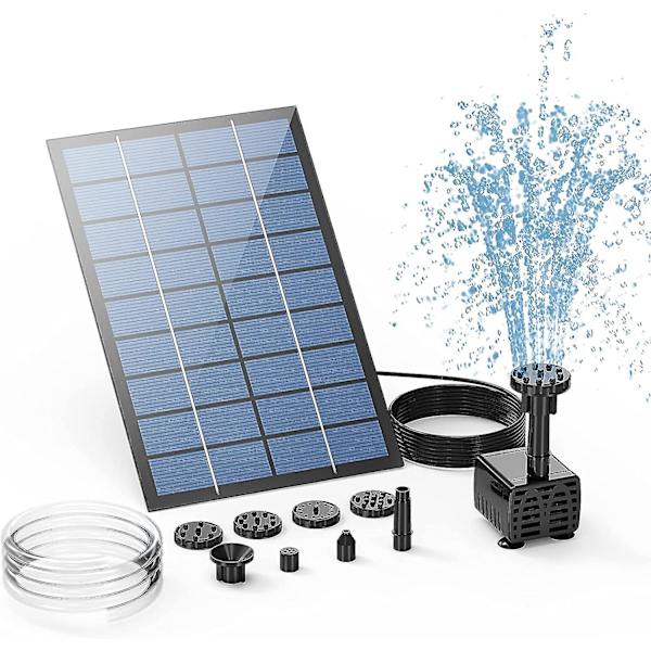 Solcellsfontänpump, 2,5 W solcellsvattenpump solpanelkit vattenpump