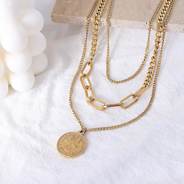 18k Gullbelagt Perle/trombone/hjerteform/krystallperler/tykk Kubansk/o Kabel Gull Lenke Choker Halskjeder For Kvinner Jenter
