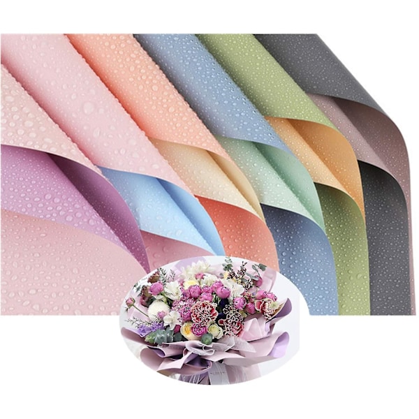 24 stk. Farvet blomsterindpakningspapir, tykt og vandtæt blomsterhandlerbuketpapir, Tive Paper DIY-håndværk, 6 forskellige dobbeltsidede farver 58 x 58 cm