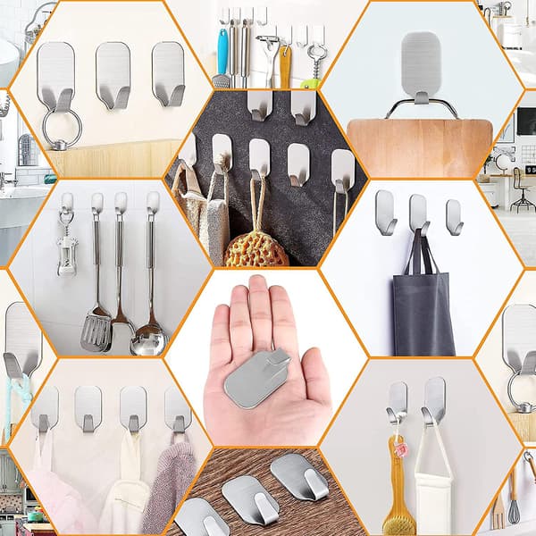 Premium-itseliimautuvat koukut, 2 kpl, 3M seinäkoukut, vahvat liimattavat koukut, ripustuskoukut, koukut oven taakse, seinäkoukku, keittiökoukut,