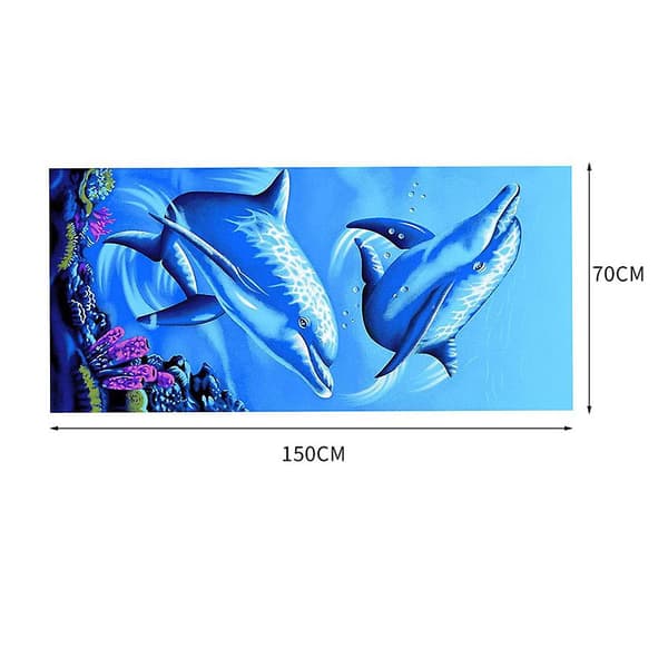 Strandhandduk för flickor, badhandduk med delfintryck, 150 x 70 cm, mjuk handduk för strandälskare Two dolphins