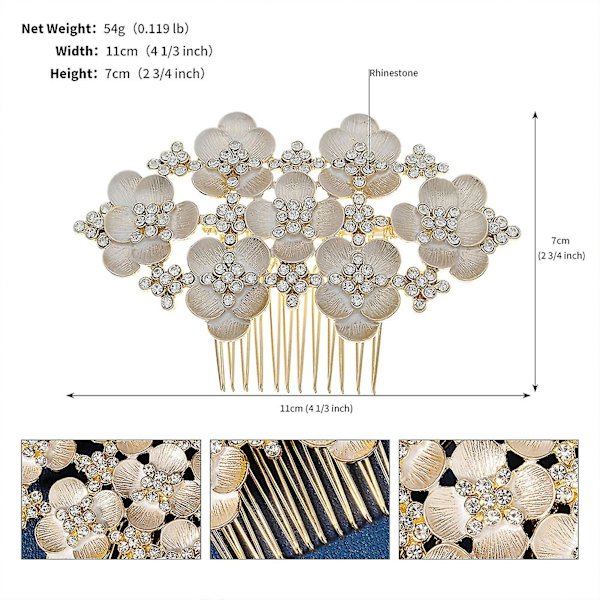 Brudtärnor Barock Hårkam Bländande Strass Blommig Messy Bun Maker För Bankettklänning Hårklämmor Spänne