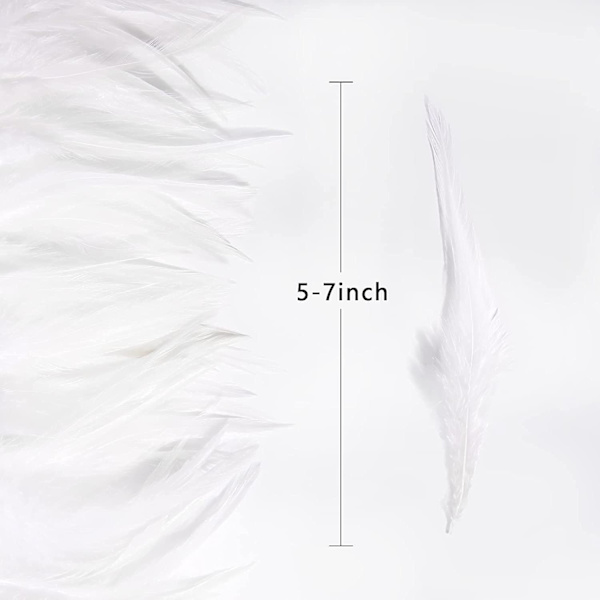100 stk. Hvide Sadel Hackle Hane Fjer Løse Bulk 5-7 Tommer 12-17 cm Til DIY Drømmefanger Dekoration Naturlig Sadel Hackle Hane Fjer