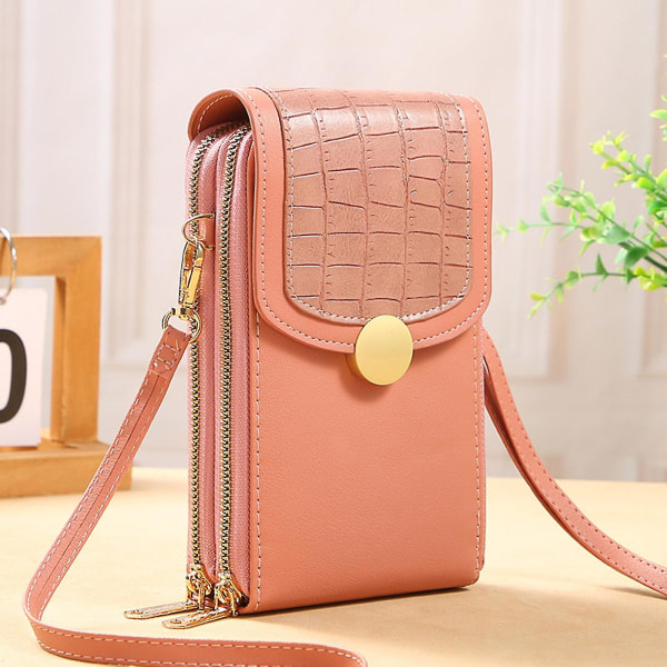 Damväskor Mjuka Läderplånböcker Touch Screen Handväska Elegant Pu Läder Handväska Axelväska För Damers Födelsedag Pink