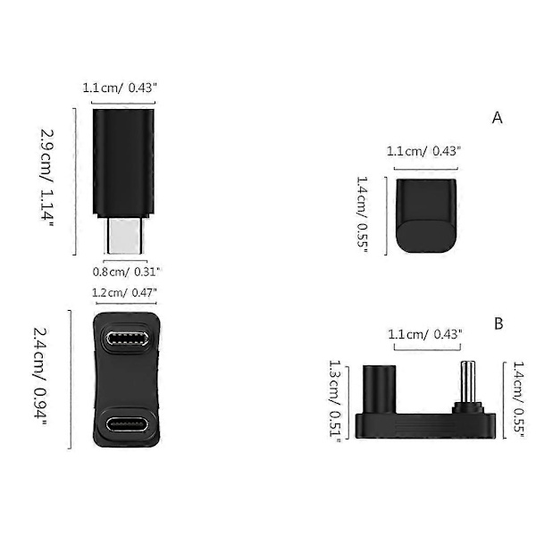 100W Typ C Adapter För Deck Typ C En-till-två Adapter Usb C Typ C Vertical bend