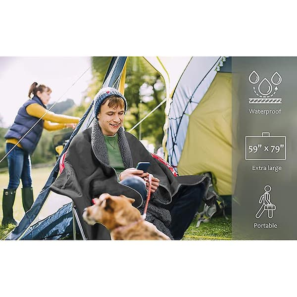 Varmt, bærbart, sammenleggbart campingteppe, utendørs vanntett stadionteppe Blue 130*150cm