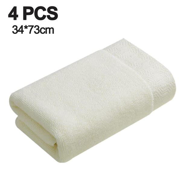 Håndklæde Sæt Af 4 - 100% Bomuld Blødt Plys Absorberende Badehåndklæde - Premium Vaskesvampe Til Spa, Badeværelse (34*73cm) White