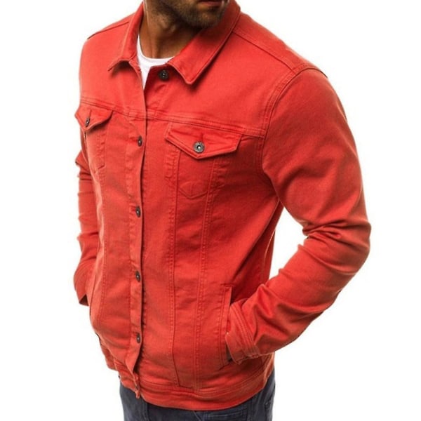 Herr Denim Slim Jackor Jackor Solid Långärmad 2 Framfickor Rock För Höst Ny L C