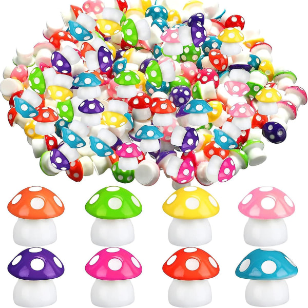 160 st små svampar minifigurer miniatyr söt färgglad svamp inomhus utomhus staty dekor dekoration