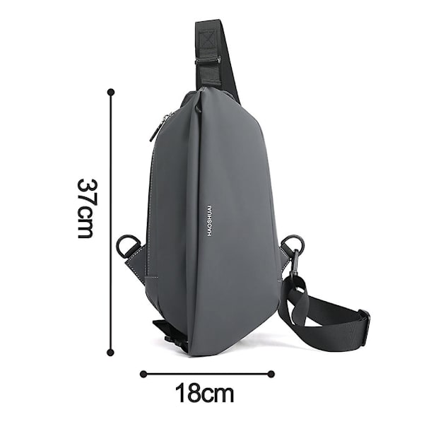 Svart axelväska för kvinnor och män, vattentät ryggsäck för resor, crossbody bröstväska, mångsidig dagryggsäck grey