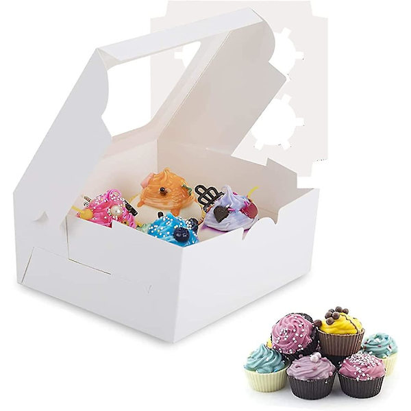 20 stk. Heilwiy Cupcake Æsker Med Vinduesindsats 4 Holdere Hvide Dessertæsker Til Gaver Gave