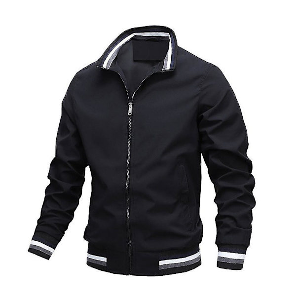 Chad Varsity Bomberjacka Herr Casual Jacka Dragkedja Upp Lätt Sportkläder Jacka XL Black