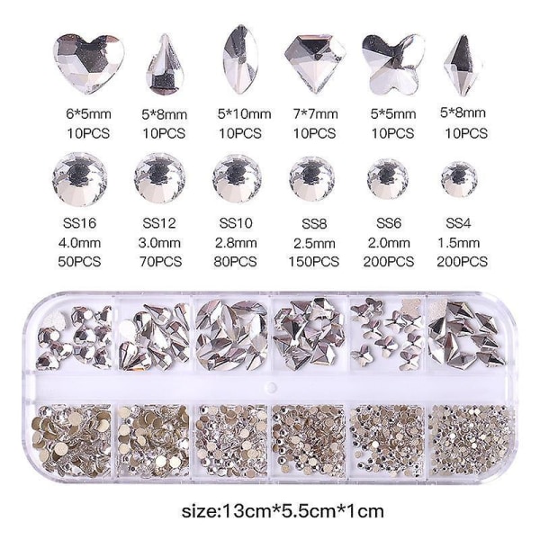 Nagelkonst Strass Nail Gemstones, 3d Multi Shapes Flatback Nail Crystals Diamanter För Nageldesign Q1
