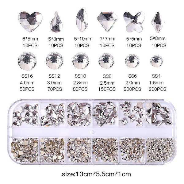 Neglekunst Rhinestones Negle Ædelstene, 3d Multi Former Flatback Neglekrystaller Diamanter Til Negledesign Q1