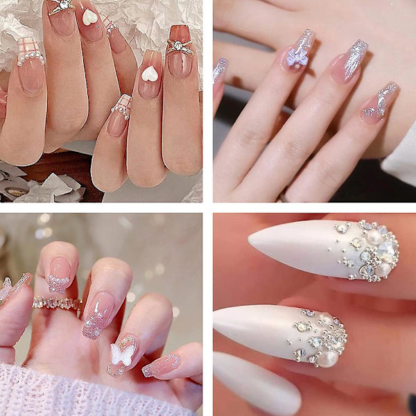 Nagelkonst Pärla Platt Botten Pärla Nagel Charm Guld Silver Vit Halvrund Nagelkonst Tillbehör Nagel Diamant Mix style2