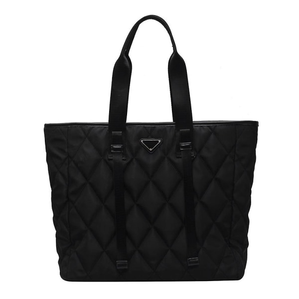 Stor kapacitet pendlar nylon tote väska enfärgad casual axelväska black