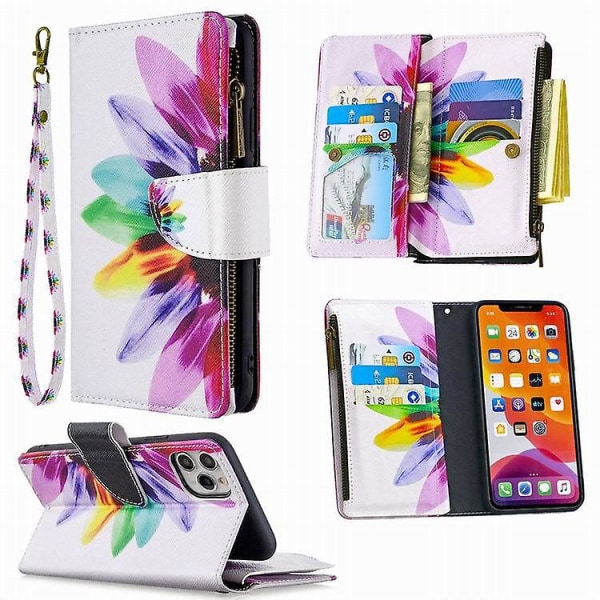 Yhteensopiva iPhone 13 lompakkokotelo, monitoiminen nahkainen vetoketjullinen lompakkokotelo style 3 iPhone13pro max