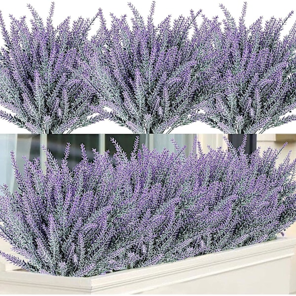12 Bundter Kunstige Blomster Kunstig Lavendel Falsk Plastik Lilla Blomster Til Hjem Bryllup Køkken Have Terrasse Vindueskasse Kontor Bordpynt Ind