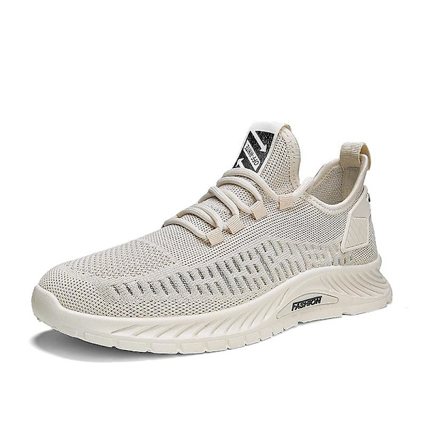 Herr Sports Löparskor Flygande Vävda Andningsbara Sneakers Frd5001 Beige EU 40