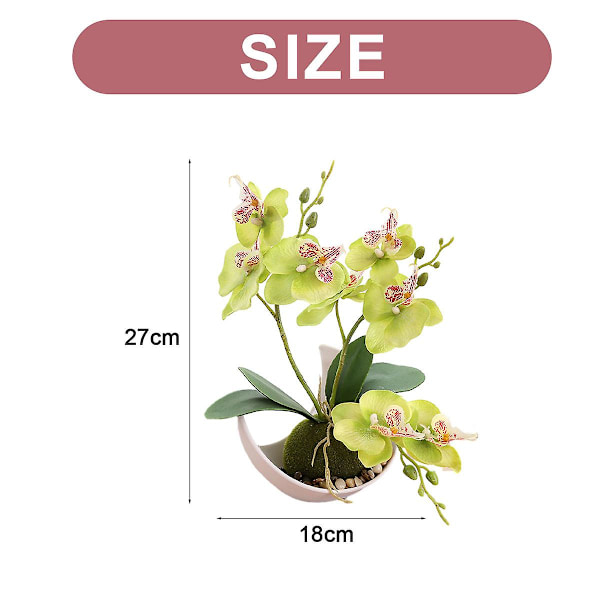 Treuddig Phalaenopsis Orkidé Måne Bonsai Konstgjord Blomster Dekoration Växt Krukväxt Grön Växt Heminredning green