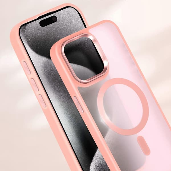 Case MagSafe til iPhone 15 Pro Surround Frosted Mat Bagside, Pink