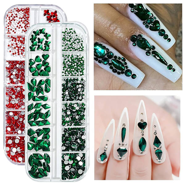 Rhinestones för naglar set, nagelkonst strass pärlor flatback ädelstenar för nagelkonst design multiformer glas strass för nagel diyirish festival make
