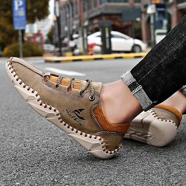 Herrhandsydda casual skor andningsbara mode sneakers 105 Khaki EU 44