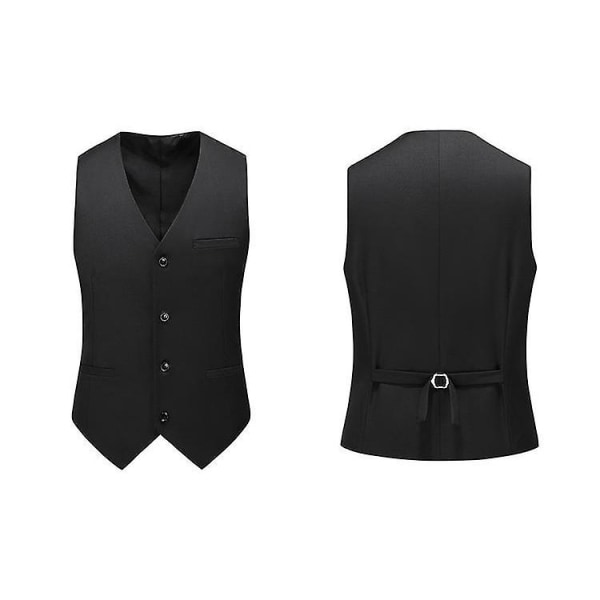 Herre Klassisk Forretningsdrakt Vest, Regular Fit Smokingvest Black S