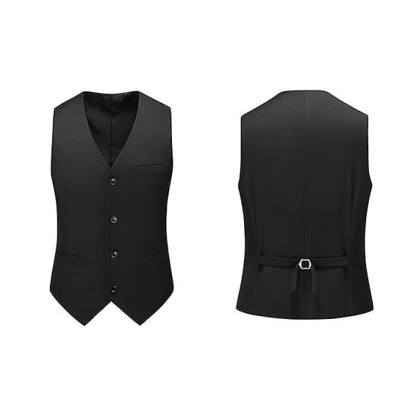 Klassisk kostymväst för män, smokingväst med normal passform Black L