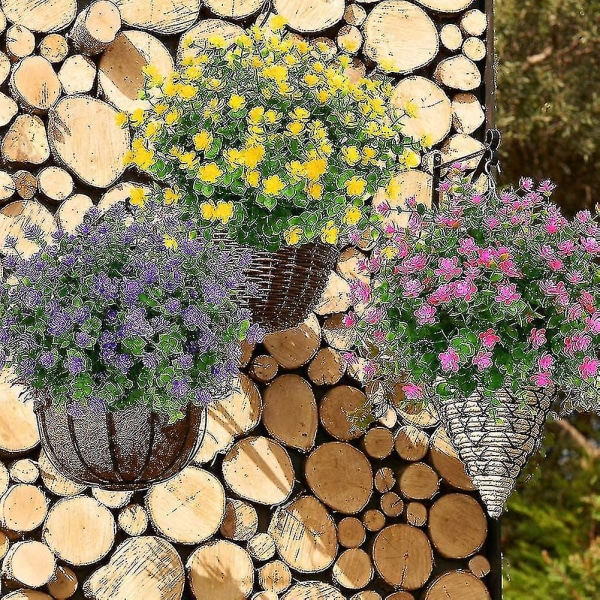 Kunstige falske blomster utendørs, falsk plastgrønt bryllup bondegårdsdekor 8 stk. rød lotus Yellow