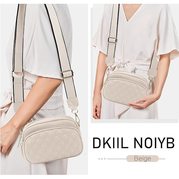 Kamera crossbody väskor för kvinnor läder bred rem kamera handväska quiltad crossbody väska kvinnor kameraväska kvinnor crossbody väskor svart