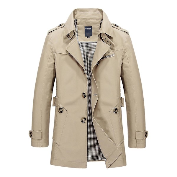 Miesten puuvillaiset vapaa-ajan takit, puolipitkä tuulitakki, pestävät takit kevääseen ja 4XL Light Khaki Thin